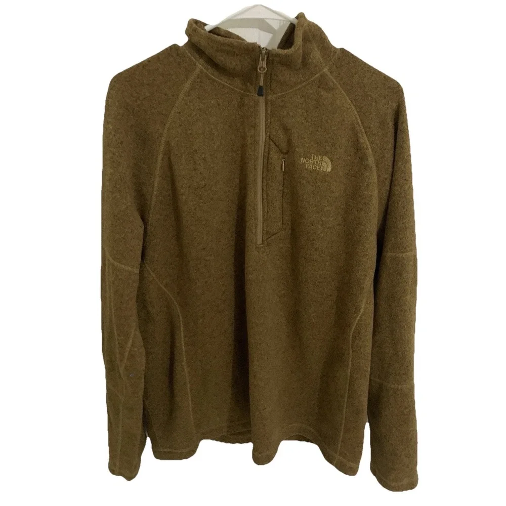 The North Face Gordon Lyons 1/4 Zip Fleece Pullover Men Large Brown Sweater Knit